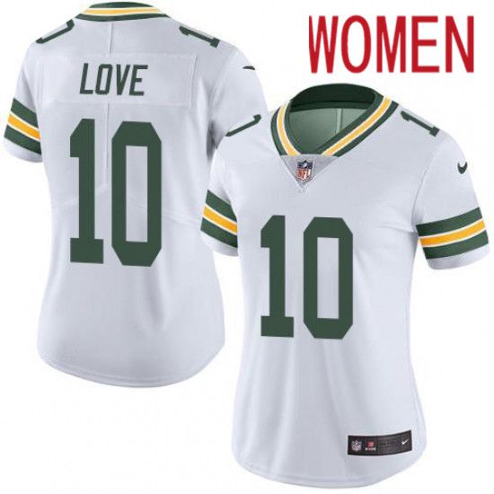 Women Green Bay Packers #10 Jordan Love Nike White Game NFL Jersey->women nfl jersey->Women Jersey